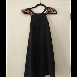 Black Cocktail Dress With Beaded Shoulders